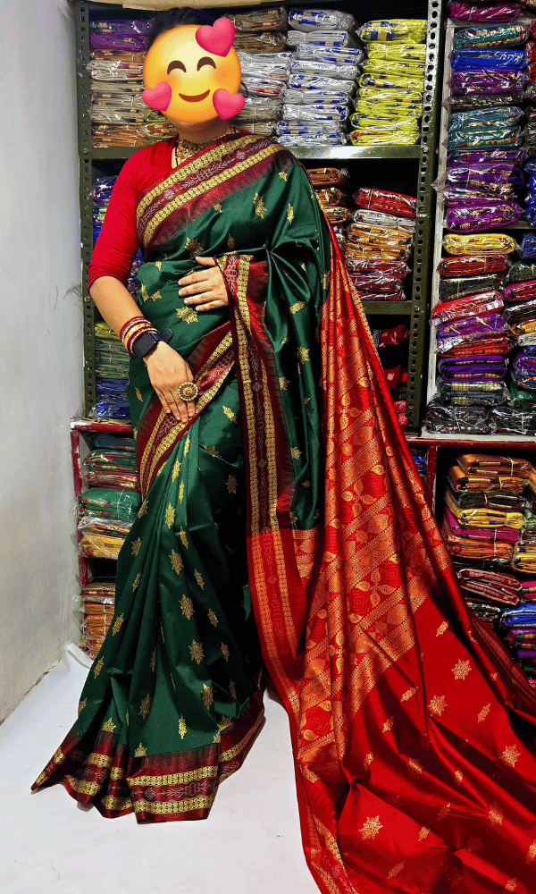 Exquisite Dark Green silk saree