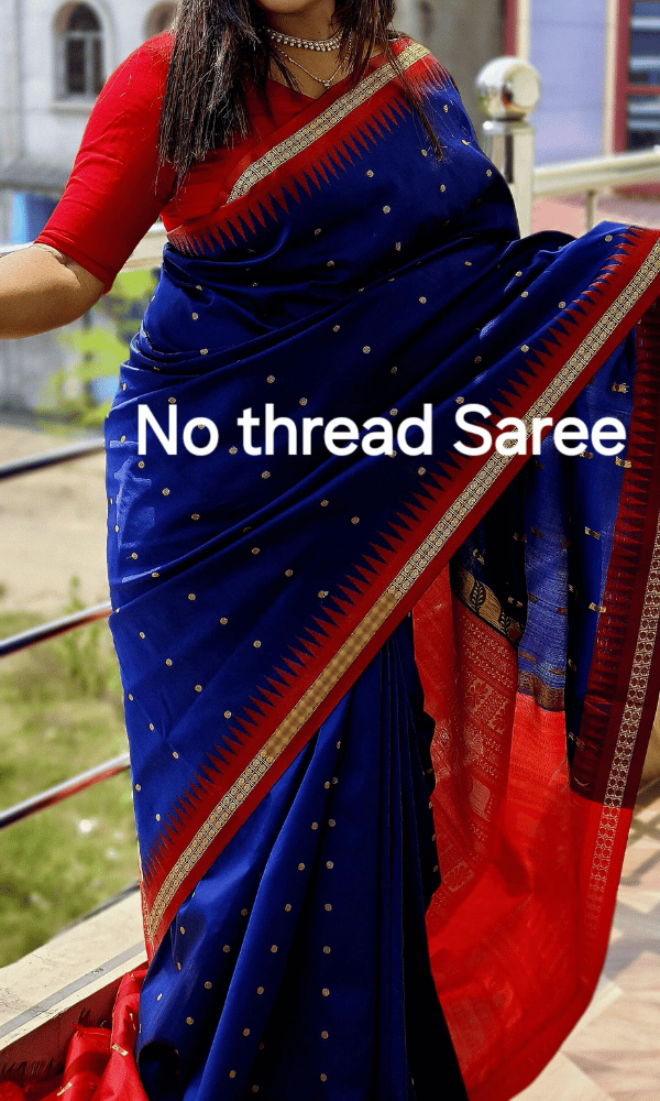 Navy Blue Designer silk saree