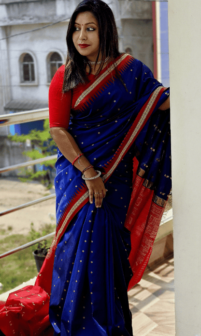 Navy Blue Designer silk saree