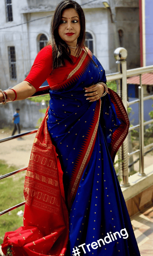 Navy Blue Designer silk saree