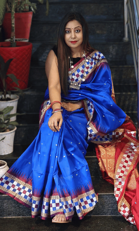 Sambalpuri Silk Saree in Royal Blue