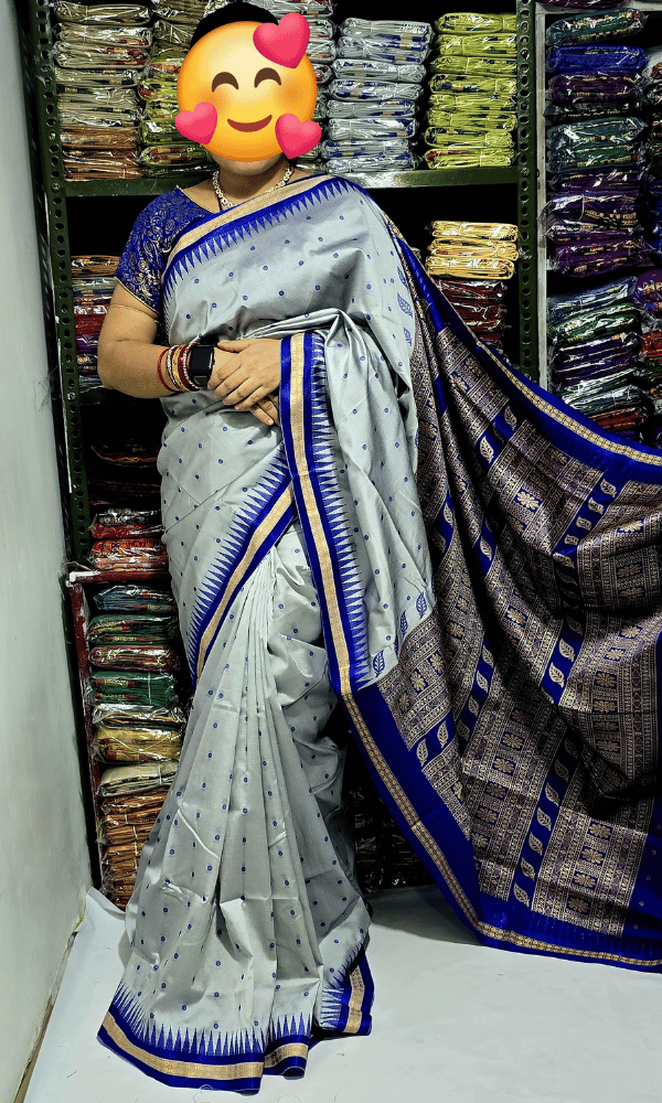 Silver Festive silk saree