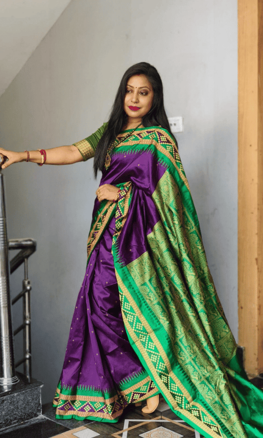 Sambalpuri Silk Saree in Purple