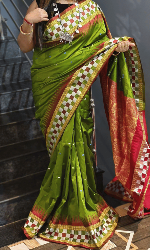 Silk Saree in Parrot Green