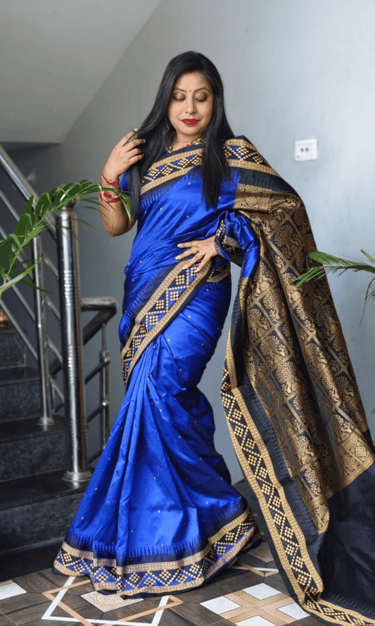 Sambalpuri Silk Saree in Royal Blue