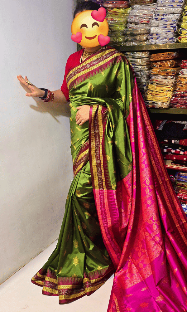 Exquisite Parrot Green silk saree