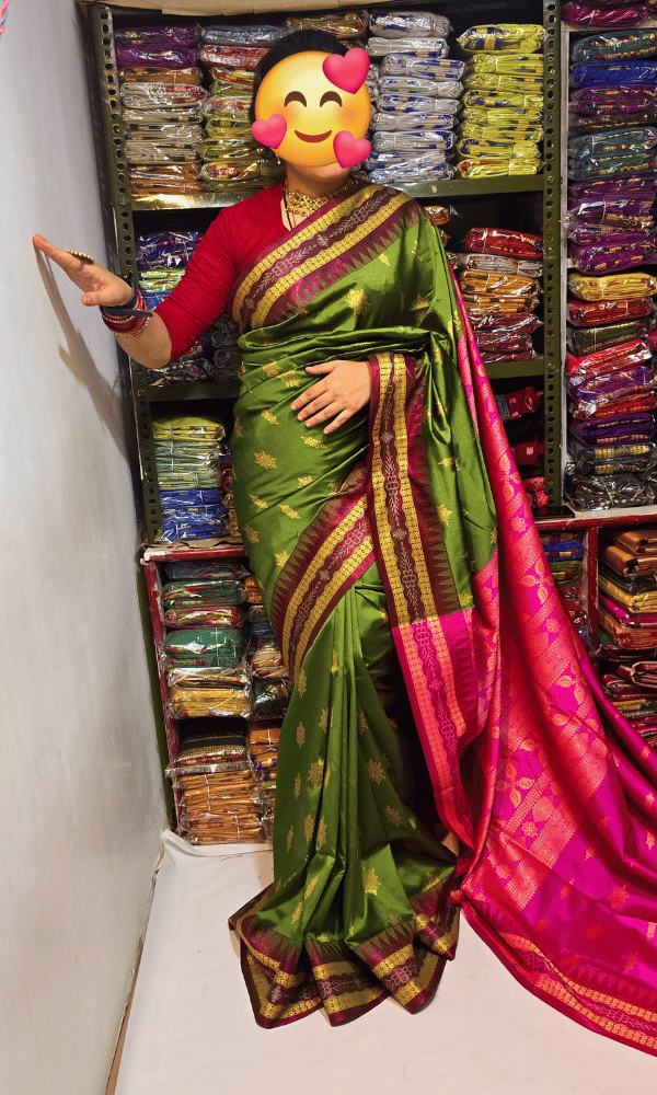 Exquisite Parrot Green silk saree