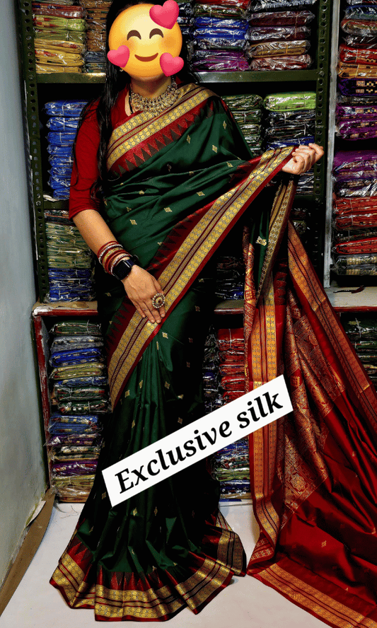 Festive Dark Green silk saree