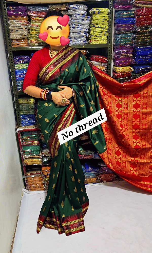 Exquisite Dark Green silk saree
