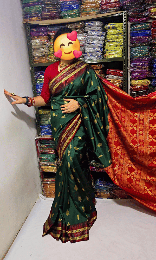 Exquisite Dark Green silk saree