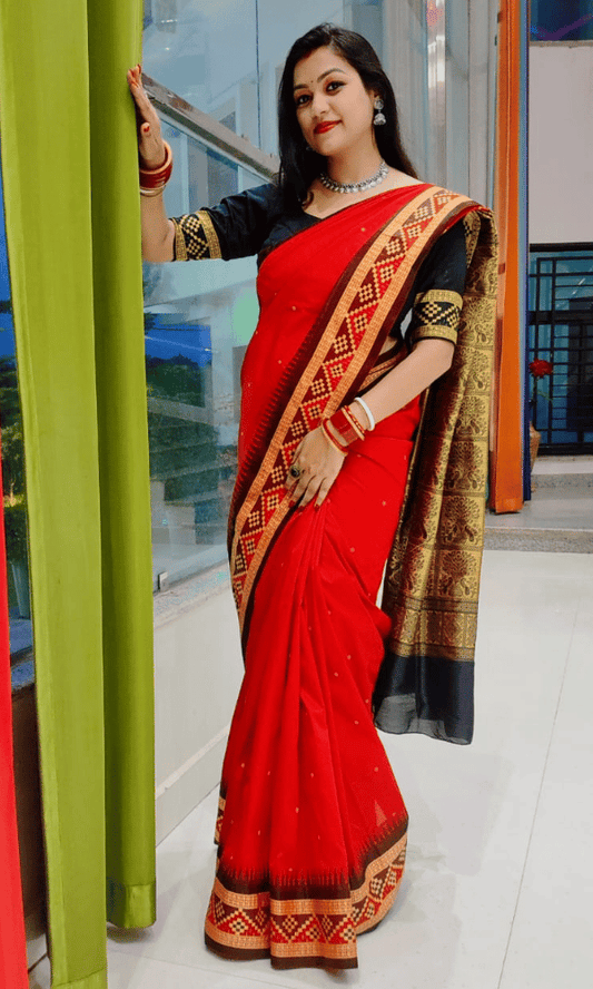 Sambalpuri Silk Saree in Red