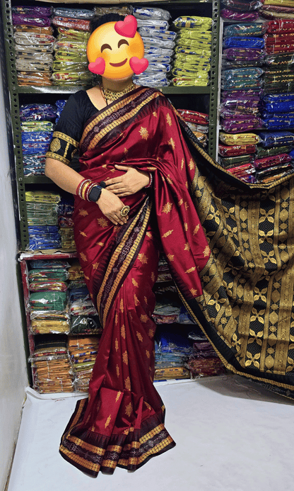 Elegant Maroon Silk Saree