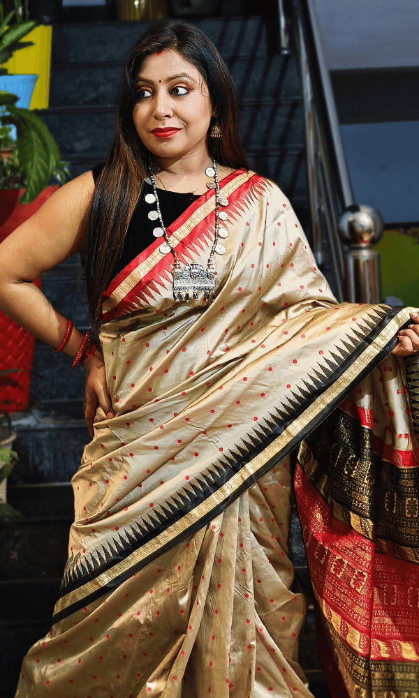 Beige Festive silk saree