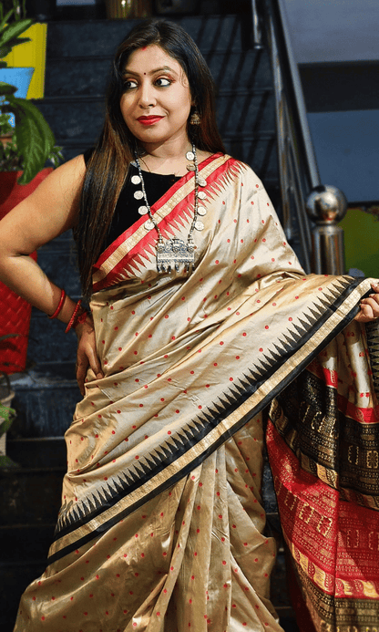 Beige Festive silk saree
