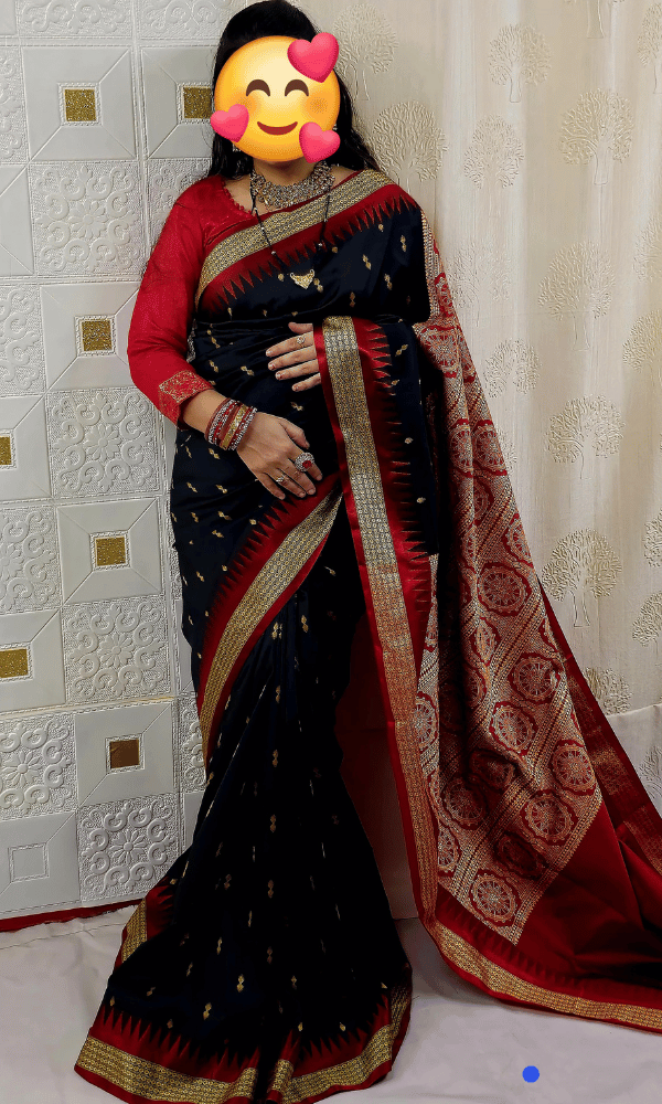 Black silk saree Ganga Jamuna