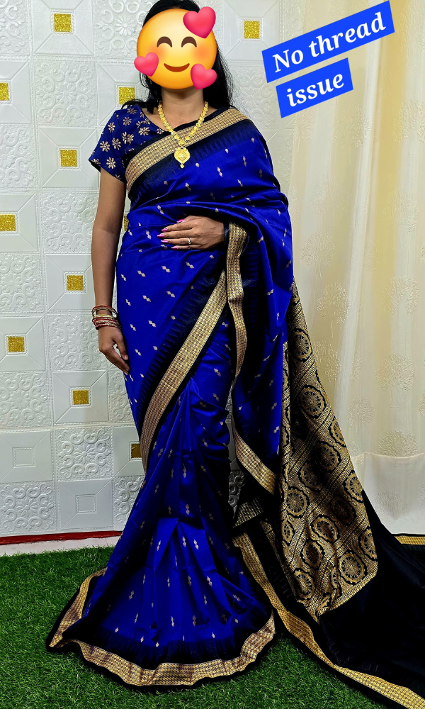 Blue Chakra Pallu Silk Saree