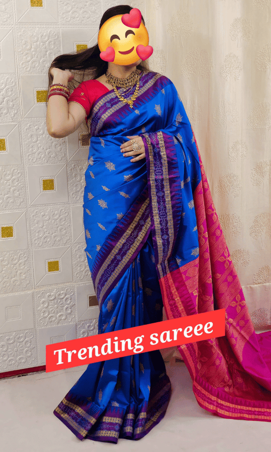 Designer Blue silk saree