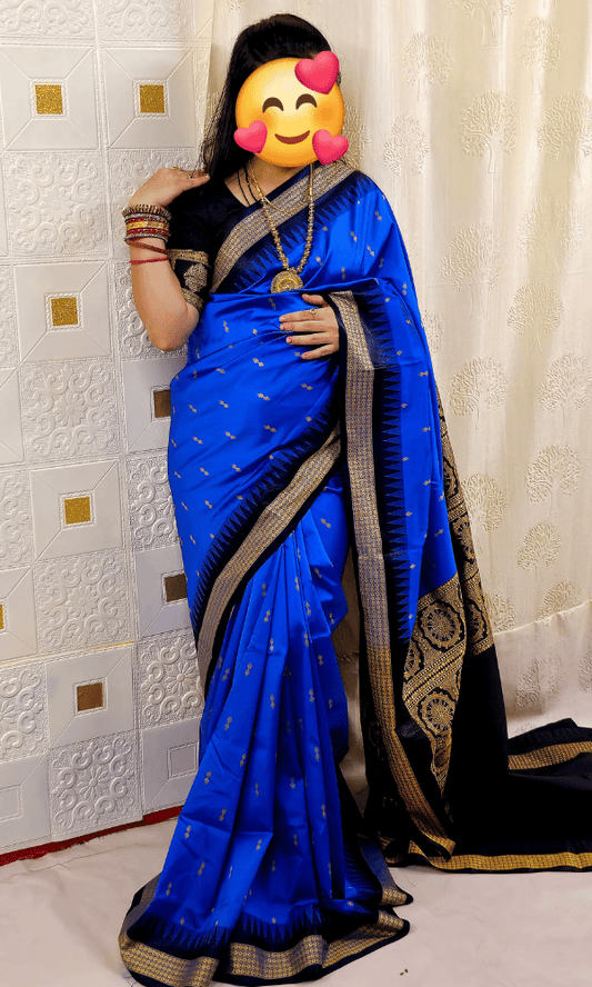 Blue silk saree Ganga Jamuna