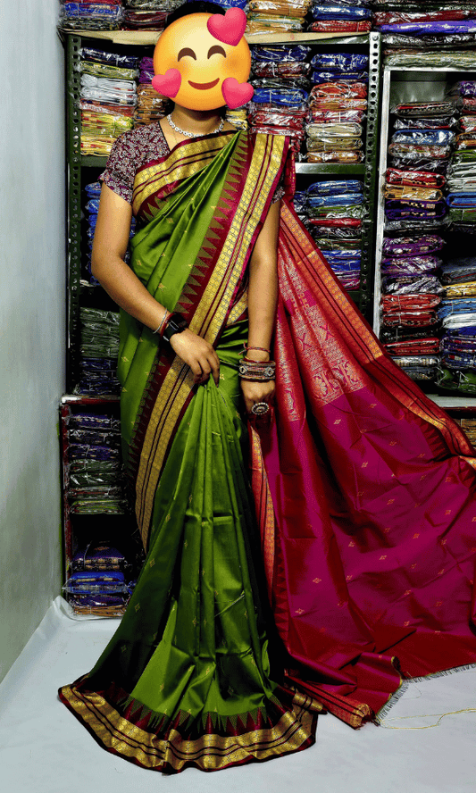 Traditional Dark Green silk saree