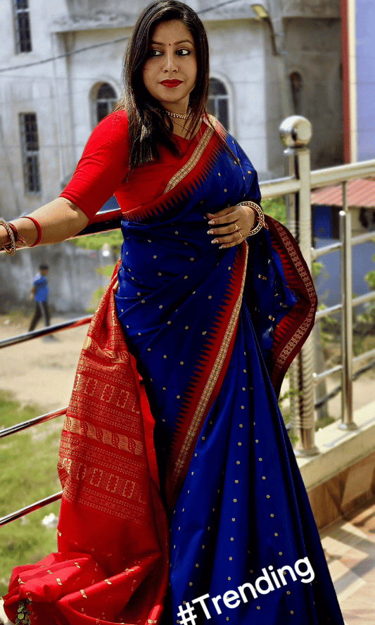 Dark Blue silk saree Ganga Jamuna