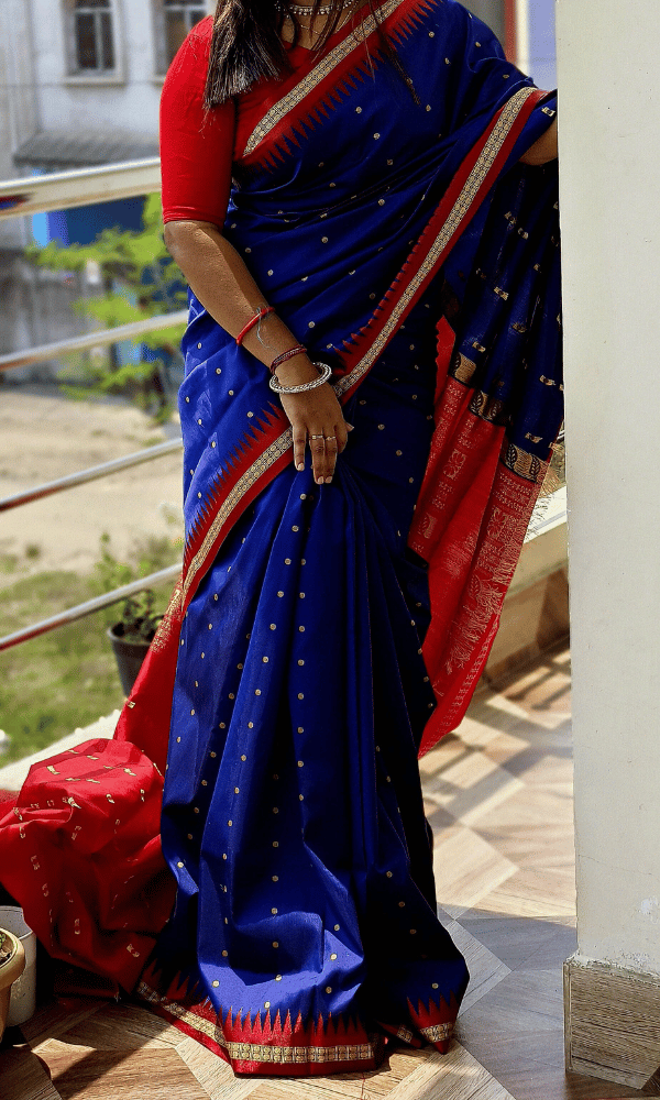 Dark Blue silk saree Ganga Jamuna