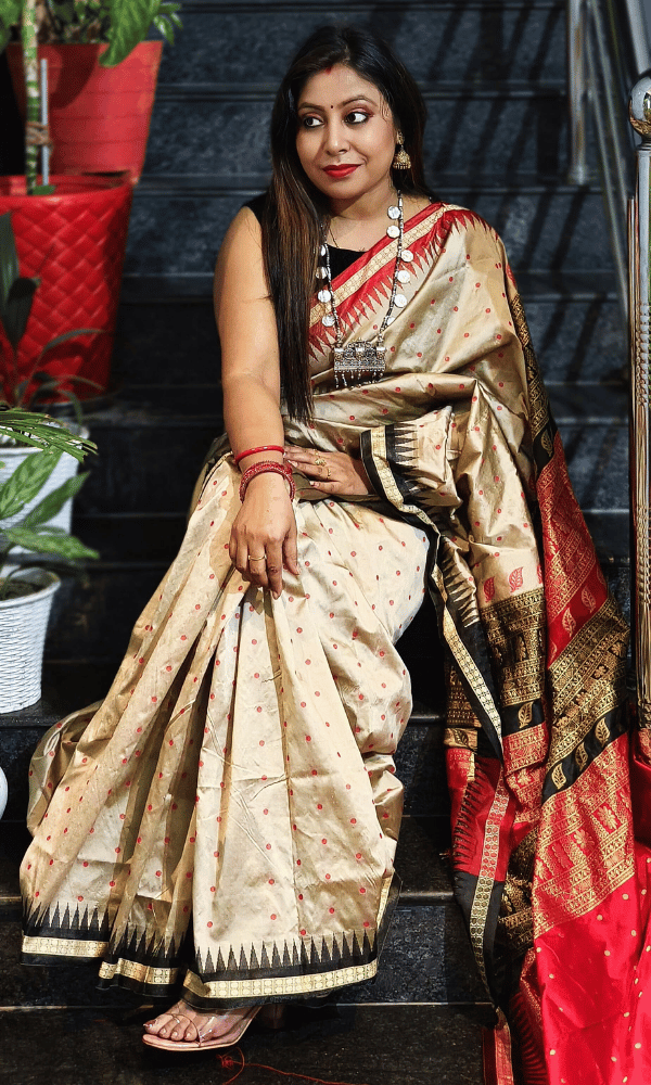 Beige Festive silk saree