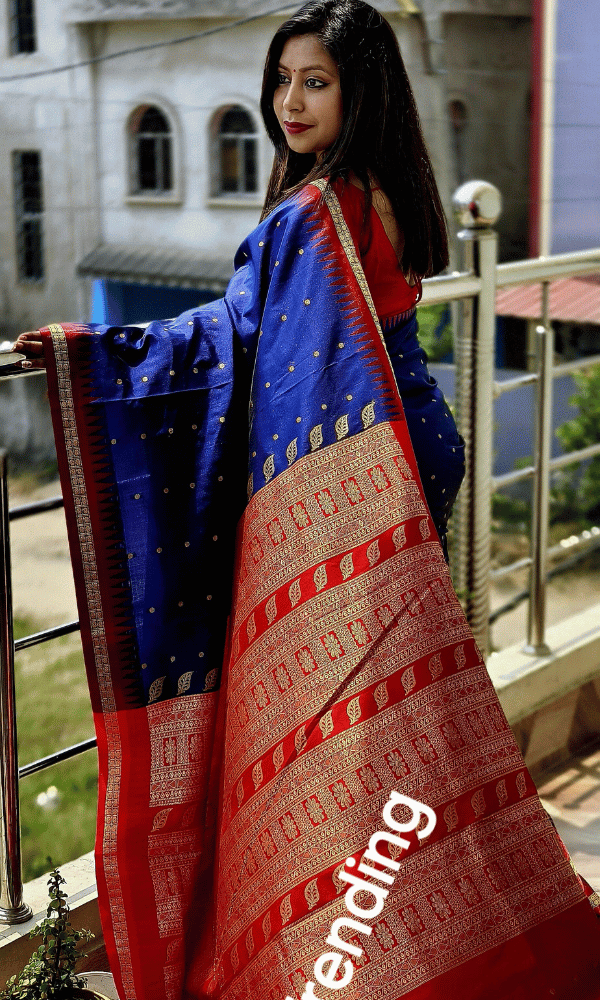 Dark Blue silk saree Ganga Jamuna