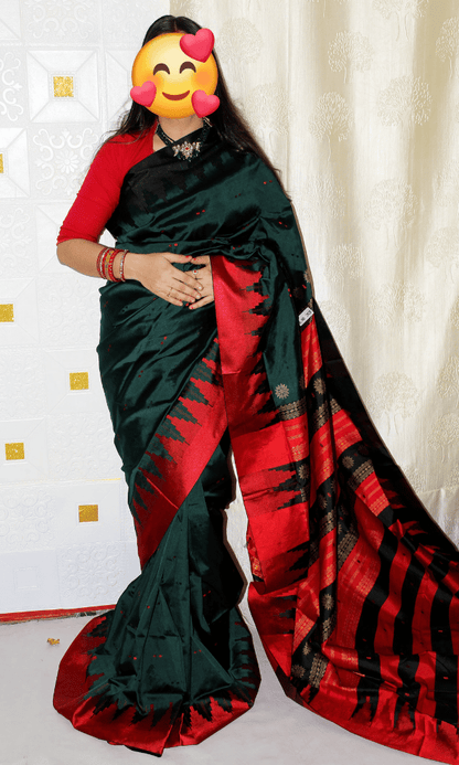 Elegant Deep Green silk saree