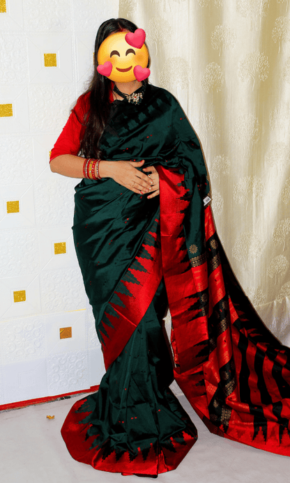 Elegant Deep Green silk saree