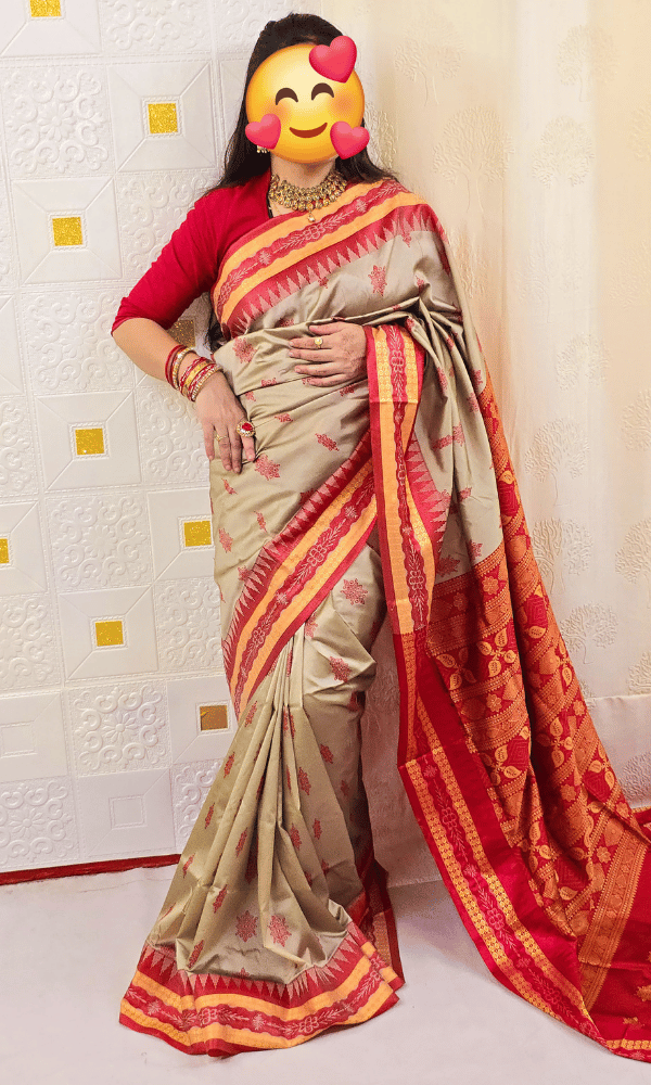 Beige Sambalpuri silk saree