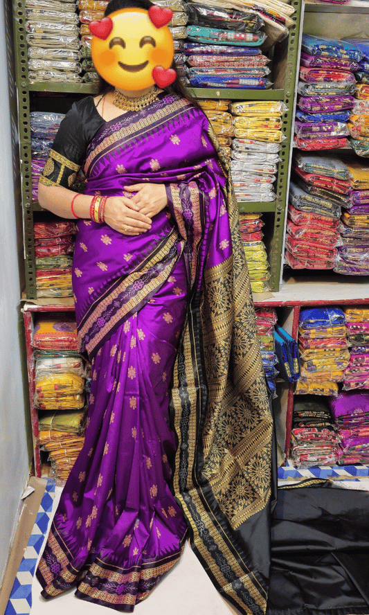 Vibrant purple silk saree