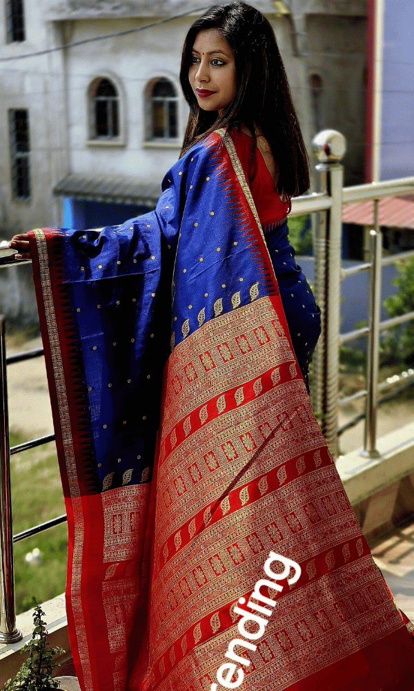 Navy Blue Designer silk saree