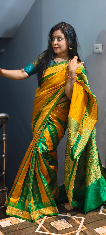 PATLI BOMKAY SILK SAREE - YELLOW