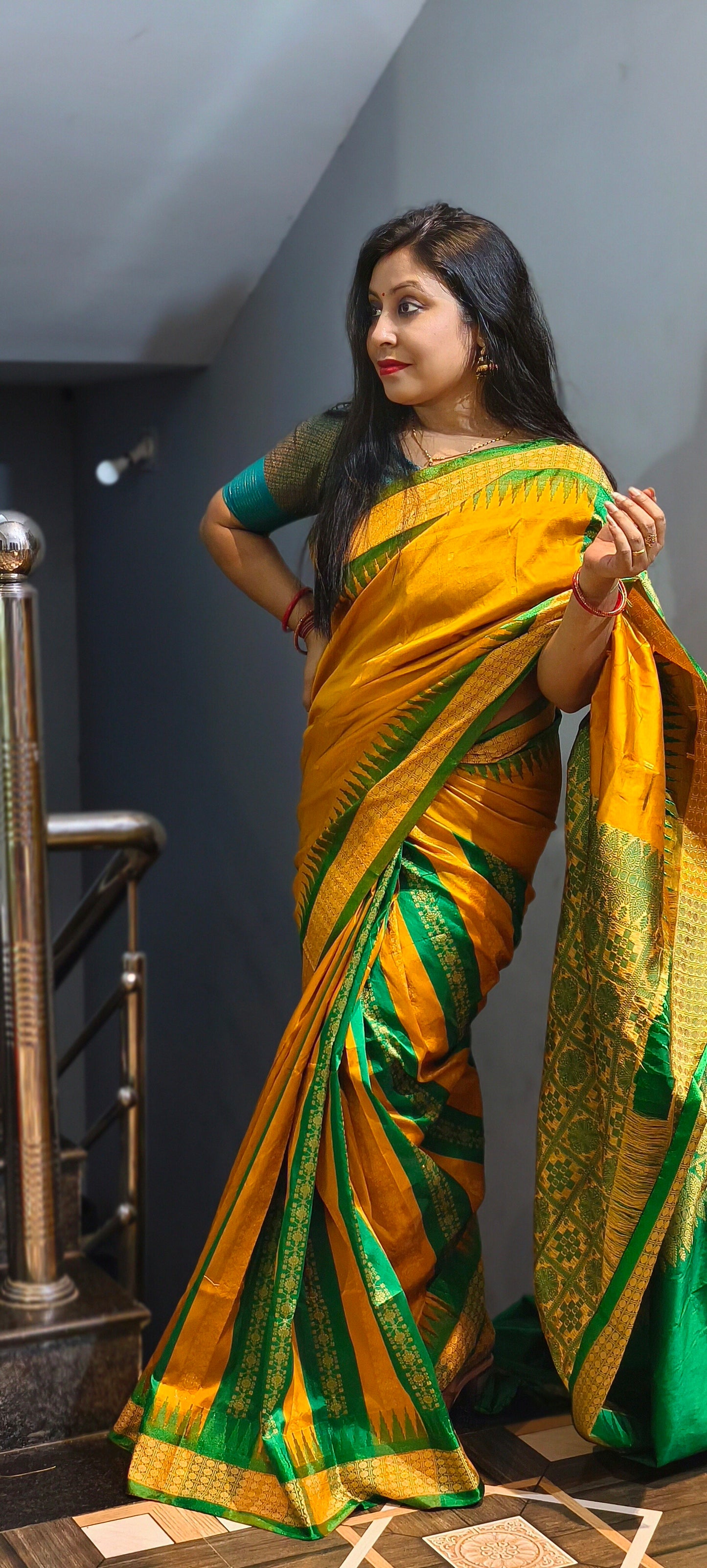 PATLI BOMKAY SILK SAREE - YELLOW