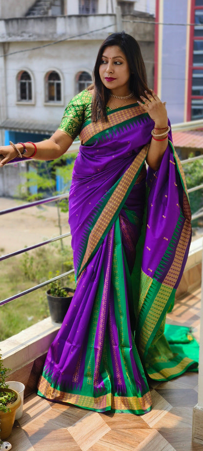 PATLI BOMKAY SILK SAREE - PURPLE COLOUR