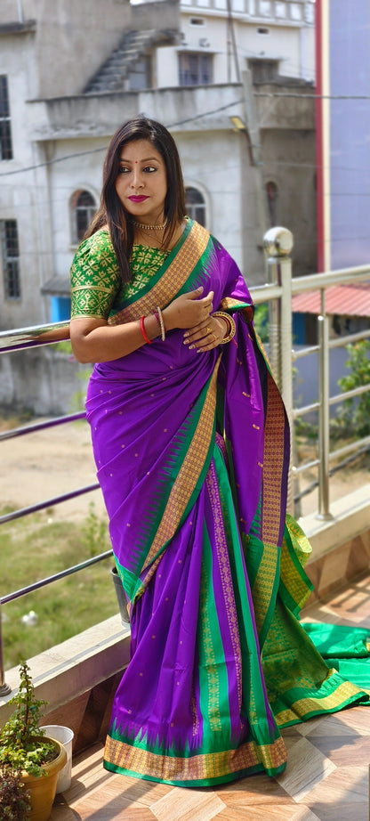 PATLI BOMKAY SILK SAREE - PURPLE COLOUR