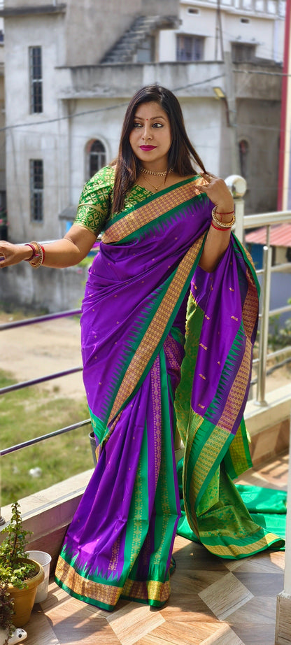 PATLI BOMKAY SILK SAREE - PURPLE COLOUR