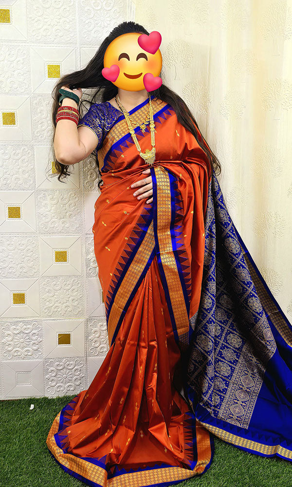 Sambalpuri Floral Motif Silk Saree Orange